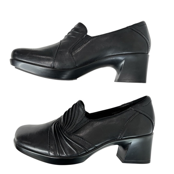 Earth Seedling Black Leather Swirl Detail Slip On Heels Womens Comfort Shoe 6 B - Picture 8 of 13